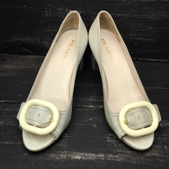 Prada Shoes - PRADA Leather Pumps with Chunky Heels Size 37